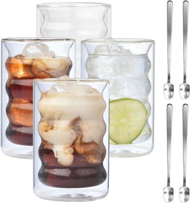 Doppelwandige Latte Macchiato Gläser Set 4er 350ml Borosilikatglas