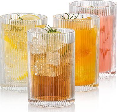 Vintage Cocktailgläser 4er Set 500ml - Romantische Gläser Origami-Stil