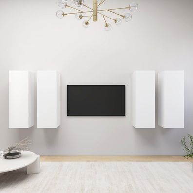 vidaXL TV-Schränke 4 Stk. Weiß 30,5x30x90 cm Holzwerkstoff