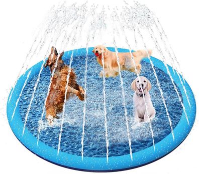 Yaungel Hundepool Planschbecken 175cm Anti-Rutsch Matte Faltbarer Splash Pad