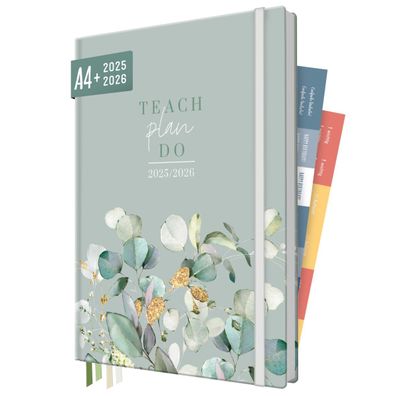Häfft Lehrer-Planer 2025/2026 / A4+ / Minty Leaves