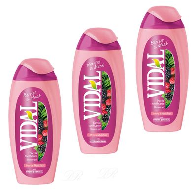 VIDAL Duschgel Berries & Musk - Brombeere & Moschus 3x 250ml