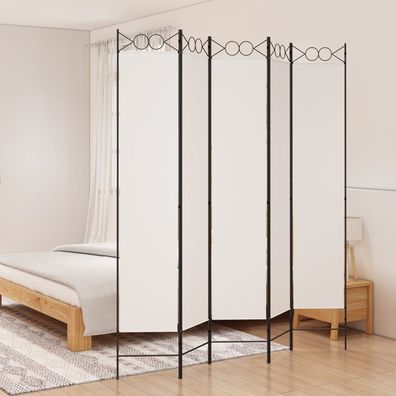 vidaXL 5-tlg. Paravent Weiß 200x220 cm Stoff