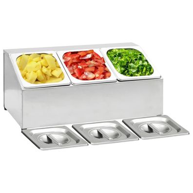 vidaXL Gastronorm-Ständer mit 3 GN 1/6 Behältern Edelstahl