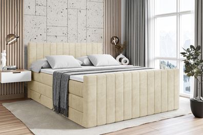 Boxspringbett mit Matratze, Topper, Polsterbett mit Bettkasten EDITA-Z KING