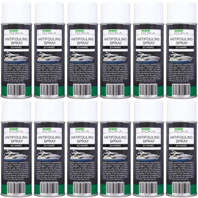 12x KOKA Antifouling Spray Schwarz Bewuchs-Schutz Boot Rumpf Antrieb Propeller