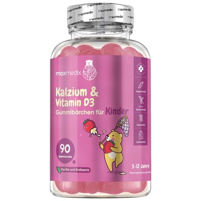Calcium & Vitamin D3 Gummibärchen für Kinder - 90 vegetarische Gummies