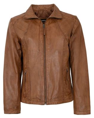 MADDOX - Damen Lederjacke Lammnappa cognac