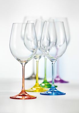 Weingläser Rainbow 350 ml 6er Set Kristallglas Mehrfarbig Bohemia Crystalex