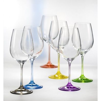 Rotweingläser Rainbow 550ml 6er Set Kristallglas Mehrfarbig Bohemia Crystalex
