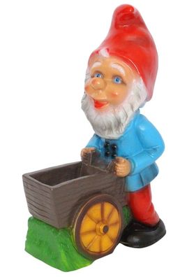 Gartenzwerg mit Karren zum Bepflanzen Höhe 41 cm Gartenfigur Zwerg Kunststoff