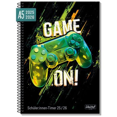 Schulstuff Schüler-Timer 2025/2026 / Spiralbindung / A5 / Game On