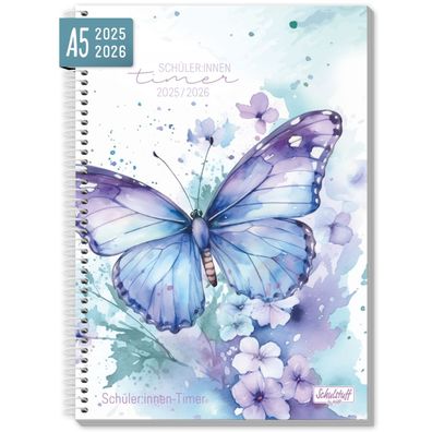 Schulstuff Schüler-Timer 2025/2026 / Spiralbindung / A5 / Butterfly