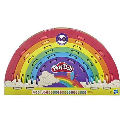 17,85 EUR/kg Play-Doh Set Regenbogen 40 Dosen Knete + Knetwerkzeug Glitzerknete