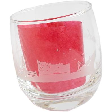 Hamburg Whiskey-Glas Tumbler mit geätztem Motiv Hamburger Skyline und Schriftzug