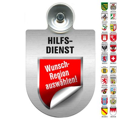 Einsatzschild Windschutzscheibe incl. Saugnapf - Hilfsdienst - 309796 Region Österre