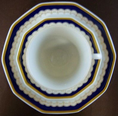 Kaffeegedeck Goldrand 3tlg. Winterling Marktleuthen Kobaltrand mit Goldrand eckig