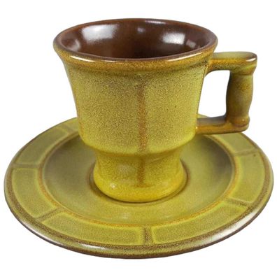 Kaffeetasse mit Untertasse Formano Taiga Grün-Braun Steinzeug