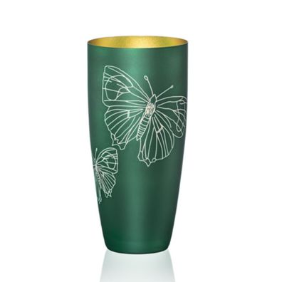 Vase Meadow Smaragdgrün matt Goldmetallic Kristallglas 300 mm
