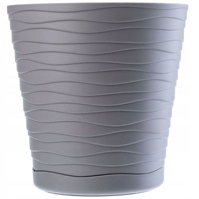 KADAX Blumentopf mit Untersetzer, Pflanzkübel, 25cm, grau