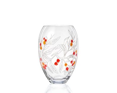 Vase Vogelbeere Kristallvase mit Tupfer-Technik 225 mm