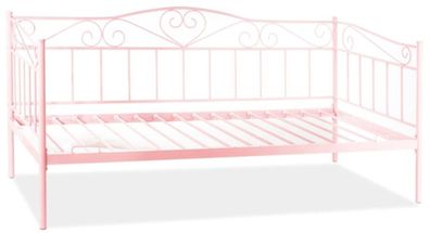 Casa Padrino Landhausstil Bett Rosa 208 x 96 x H. 97 cm - Metall Einzelbett - Schlafz