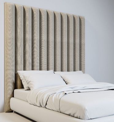 Casa Padrino Luxus Samt Bett-Kopfteil Beige 190 x 14 x H. 240 cm - Schlafzimmer Möbel