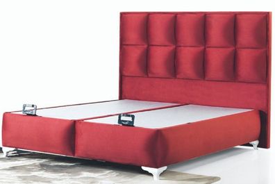 Casa Padrino Luxus Doppelbett Bordeauxrot / Weiß - Modernes Massivholz Bett - Moderne