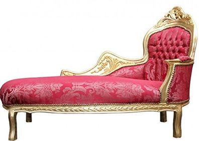 Casa Padrino Barock Chaiselongue Bordeaux Blumen Muster / Gold - Barock Möbel