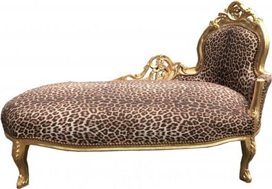 Casa Padrino Barock Chaiselongue King Leopard / Gold - Möbel Liege Recamiere