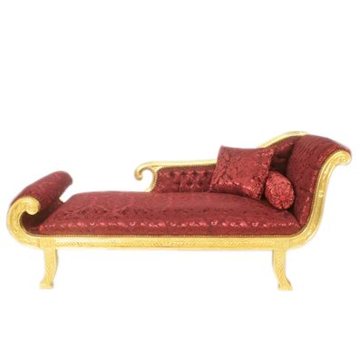Casa Padrino Barock Chaiselongue Modell XXL Bordeaux Muster / Gold Rechte Seite - Ant