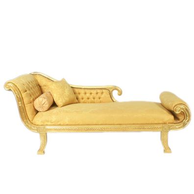 Casa Padrino Barock Chaiselongue Modell XXL Gold Muster / Gold Linke Seite - Antik St