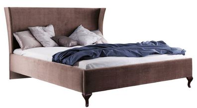 Casa Padrino Luxus Jugendstil Doppelbett Taupe / Dunkelbraun 196,4 x 211 x H. 121 cm