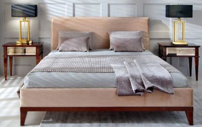 Casa Padrino Luxus Art Deco Doppelbett Beige / Braun 168 x 215 x H. 101 cm - Massivho