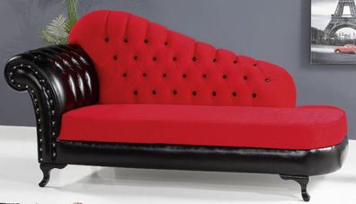 Casa Padrino Barock Chaiselongue Rot / Schwarz 183 x 80 x H. 94 cm - Edle Massivholz