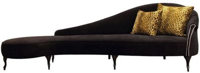 Casa Padrino Luxus Barock Samt Chaiselongue Schwarz 300 x 90 x H. 94 cm - Gebogene Ma