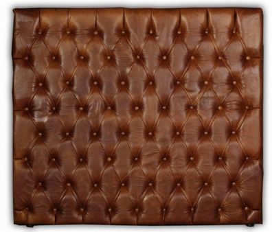 Casa Padrino Luxus Chesterfield Leder Bett-Kopfteil Braun 200 x H. 140 cm - Chesterfi