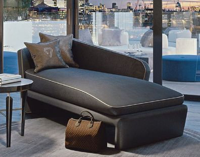 Casa Padrino Luxus Hotel Chaiselongue Grau / Weiß 178 x 98 x H. 80 cm - Massivholz Re