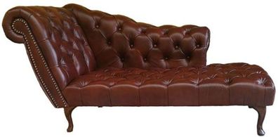 Casa Padrino Chesterfield Chaiselongue / Recamiere Echt Leder Dunkelbraun - Linke Sei