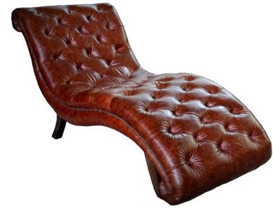 Casa Padrino Chesterfield Echt Leder Relax Liege Dunkelbraun