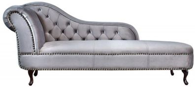 Chesterfield Recamiere / Chaiselongue Silbergrau aus dem Hause Casa Padrino - Wohnzim