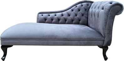 Casa Padrino Barock Chaiselongue Silbergrau / Schwarz - Handgefertigte Massivholz Rec