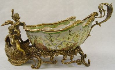 Casa Padrino Luxus Barock Blumentopf Mehrfarbig 46,6 x 19,2 x H. 22 cm - Prunkvoller