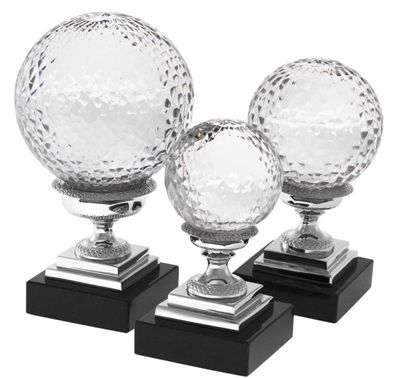 Casa Padrino Luxus Deko Set Silber / Schwarz - Designer Wohnzimmer Accessoires