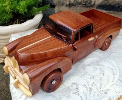 Casa Padrino Deko Oldtimer Pickup Auto Braun / Naturfarben 40 x 23 x H. 18 cm - Handg