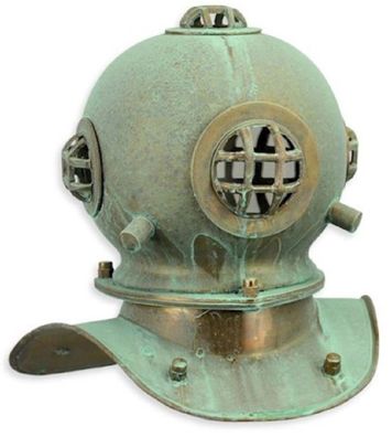 Casa Padrino Deko Antik Stil Taucherhelm Mintgrün korrodiert / Kupferfarben 20,6 x 17