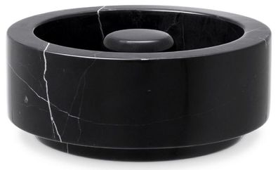 Casa Padrino Luxus Aschenbecher Schwarz Ø 20 x H. 7,5 cm - Runder Marmor Aschenbecher