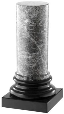 Casa Padrino Luxus Marmorsäule Grau / Schwarz 10 x 10 x H. 20,5 cm - Wohnzimmer Deko