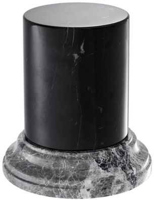 Casa Padrino Luxus Marmorsäule Schwarz / Grau Ø 17,5 x H. 19 cm - Wohnzimmer Deko Acc