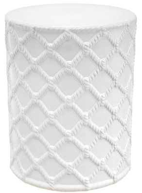 Casa Padrino Keramik Trommel Weiß Ø 36 x H. 45 cm - Designer Wohnzimmer Dekoration